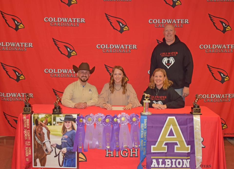 Coldwater's Olivia Uren recently signed her commitment letter to compete for the Albion College Equestrian team