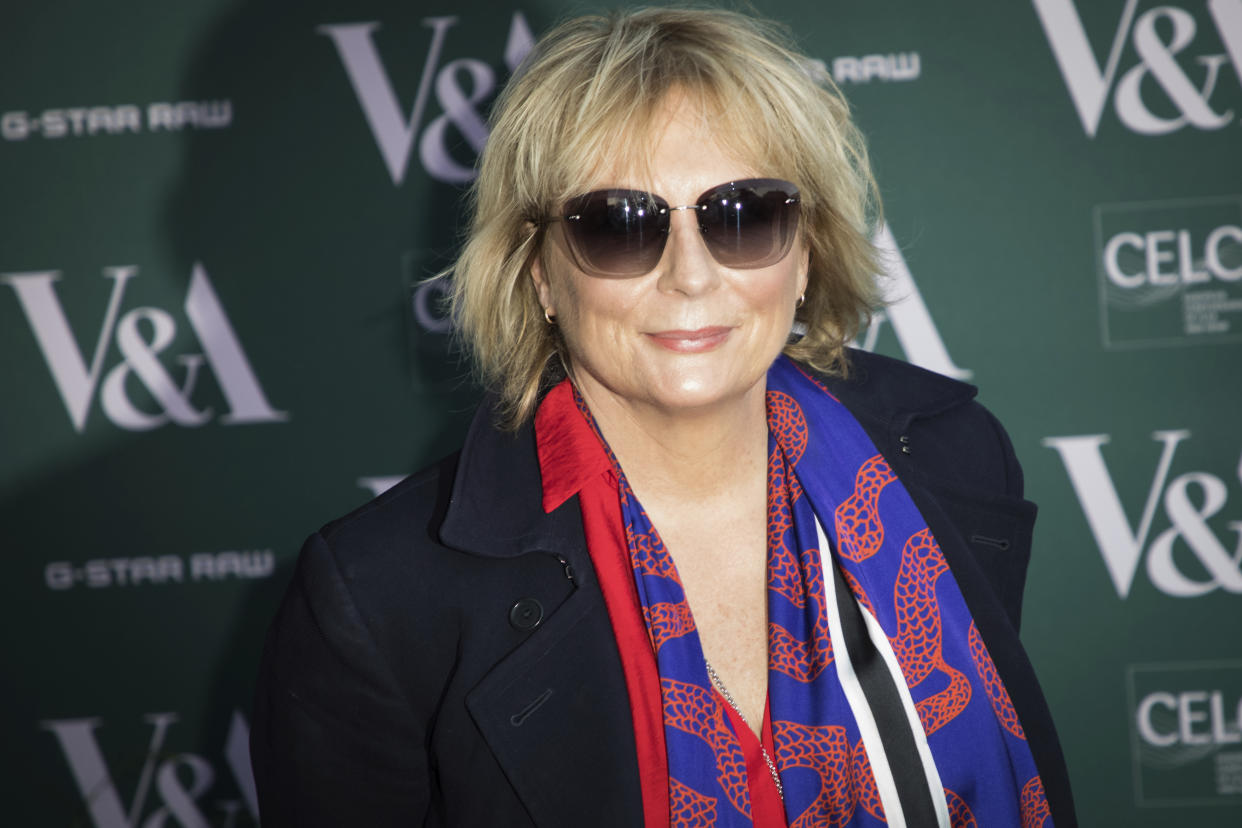 Comedian Jennifer Saunders poses for photographers upon arrival at the preview of the exhibition 'Fashioned from Nature' at the Victoria and Albert Museum, in London, Wednesday, Apr. 18, 2018. (Photo by Vianney Le Caer/Invision/AP)