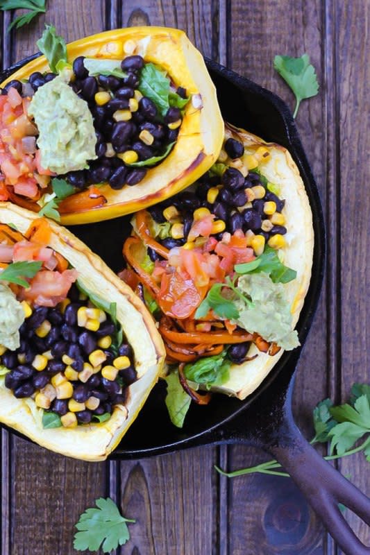 <p>Emilie Eats</p><p>Skip Chipotle and have a spaghetti squash burrito bowl instead! They're loaded with vegetables and savory Mexican flavor. Ready in less than an hour!</p><p><a href="http://www.emilieeats.com/spaghetti-squash-burrito-bowl/" rel="nofollow noopener" target="_blank" data-ylk="slk:Get the recipe here!;elm:context_link;itc:0;sec:content-canvas" class="link "><em><strong>Get the recipe here!</strong></em></a></p>