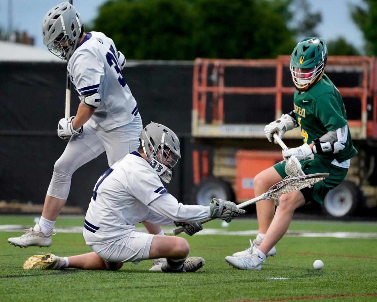 The Westerly Bulldogs vs the Sentinels of Smithfield for the DIV 3 Boys Lacrosse Championship title at Stevenson-Pincince Field at Brown University on June 4, 2023. 