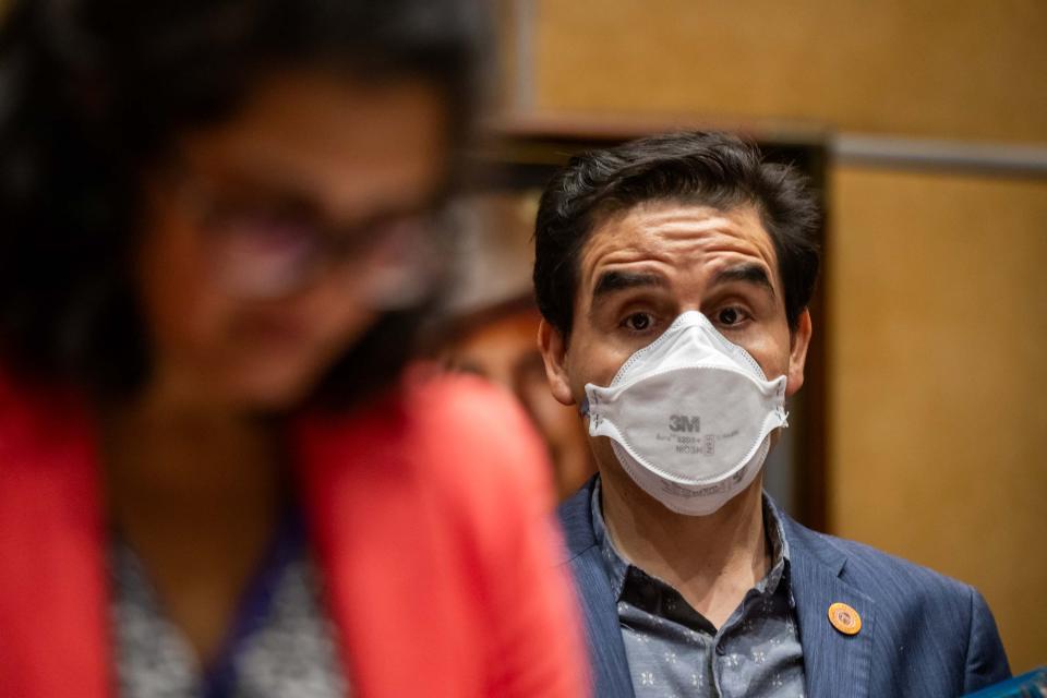 Arizona Senate Assistant Minority Leader Juan Mendez on the Senate floor inside the Arizona State Senate in Phoenix on Jan. 23, 2024.