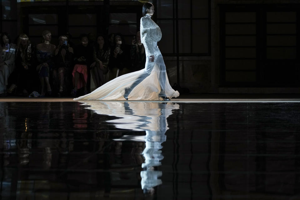 The Prabal Gurung collection is modeled during Fashion Week, Friday, Feb. 10, 2023, in New York. (AP Photo/Mary Altaffer)