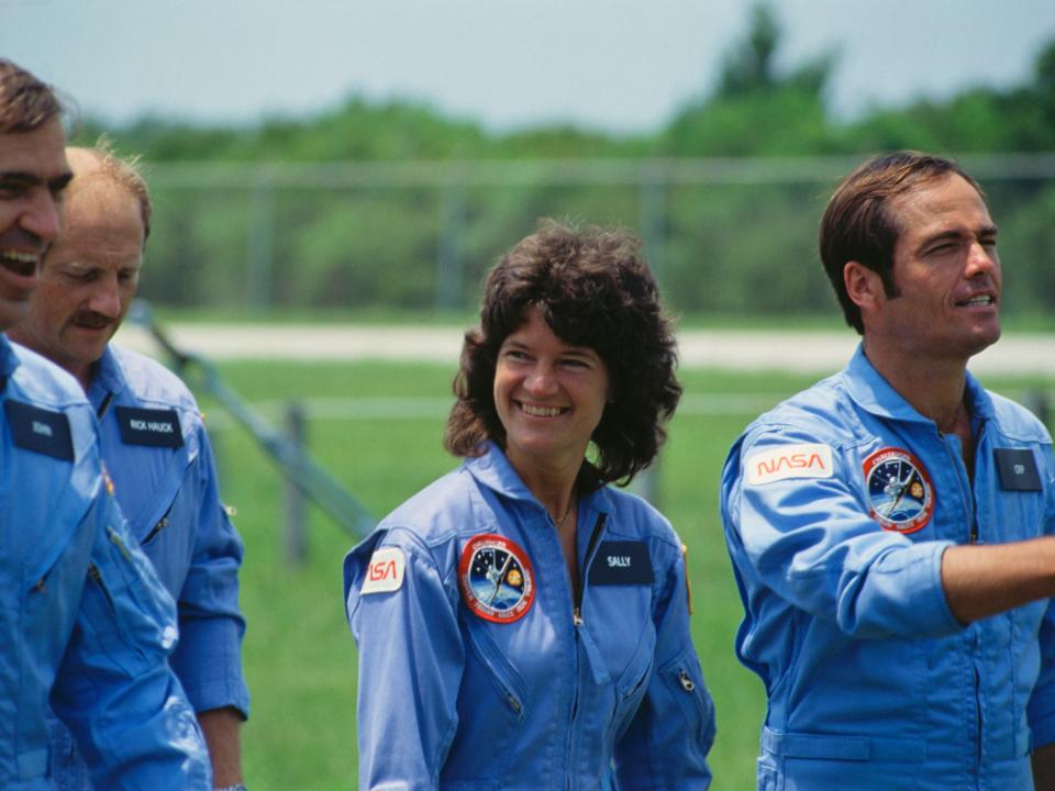 Sally Ride prior to the launch of the Space Shuttele Challenger.