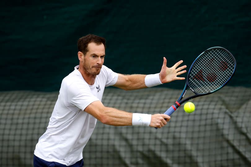 Andy Murray of Great Britain practices