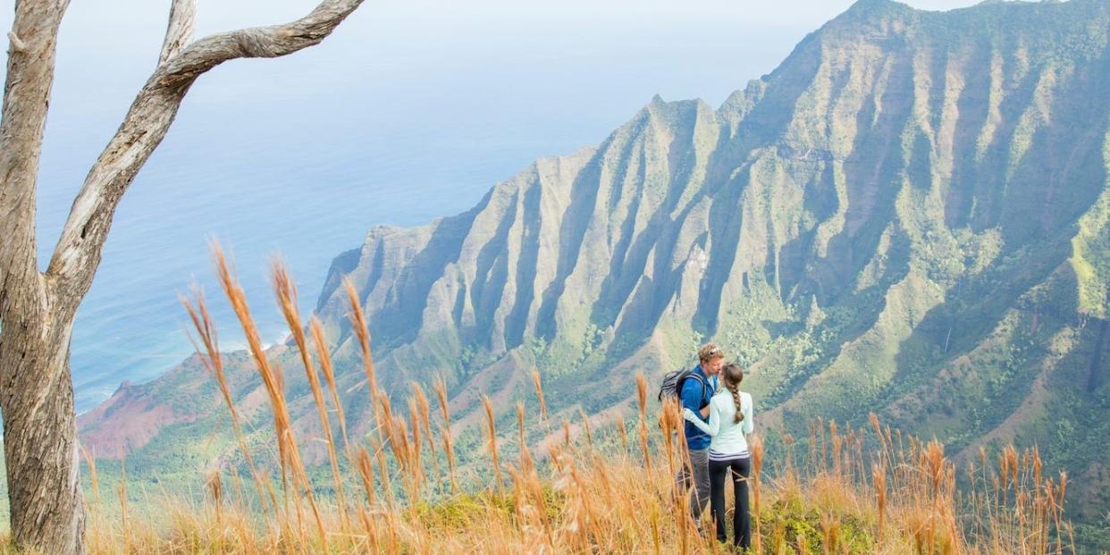 A couple hikes along the Kalepa Ridge in Kaua‘i, Hawaii.