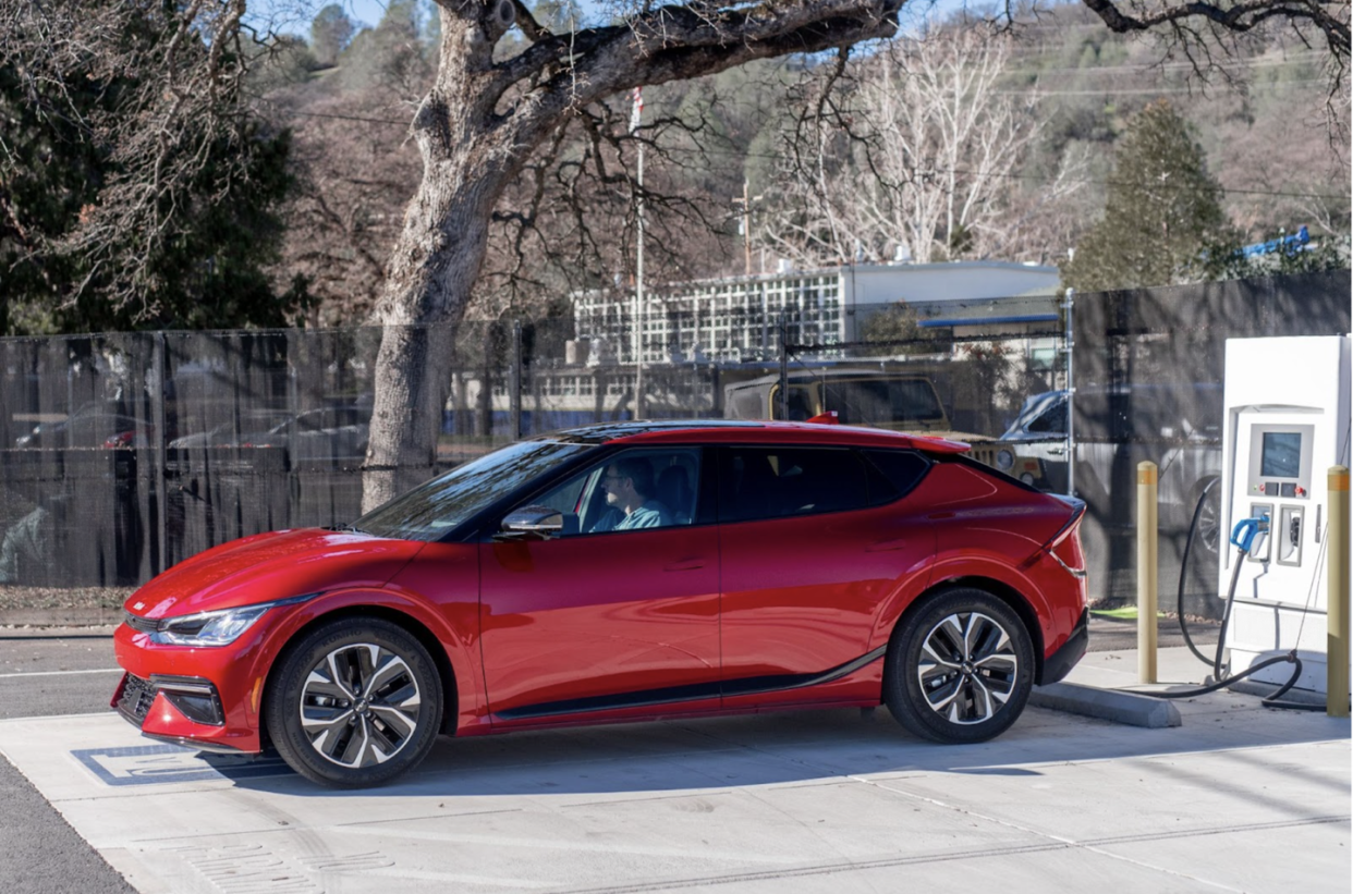 kia ev6 plugged into a dc charger