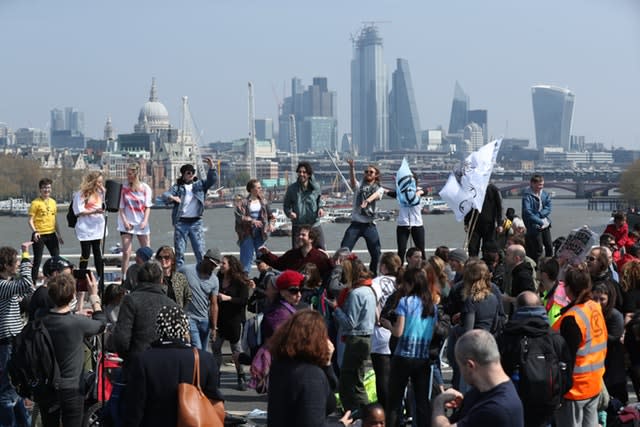 Demonstrators on Waterloo Bridge