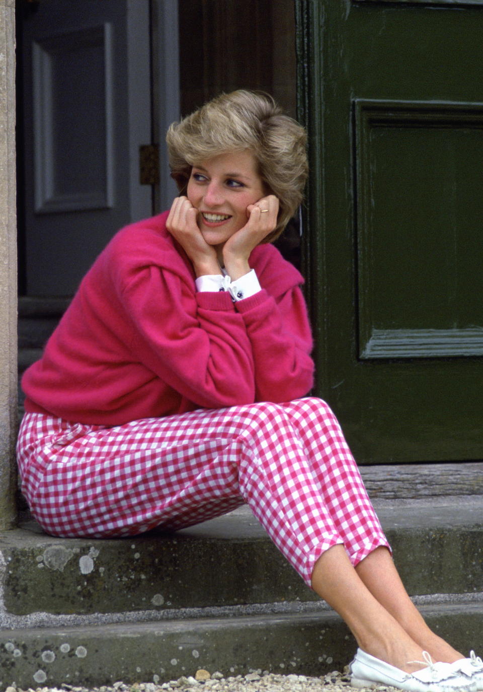 <p>It’s a print that sings summer, and we pull out the gingham year-on-year as soon as the sun shines. Here, Diana sits outside her former home in Highgrove wearing the print.<em>[Photo: Getty]</em> </p>