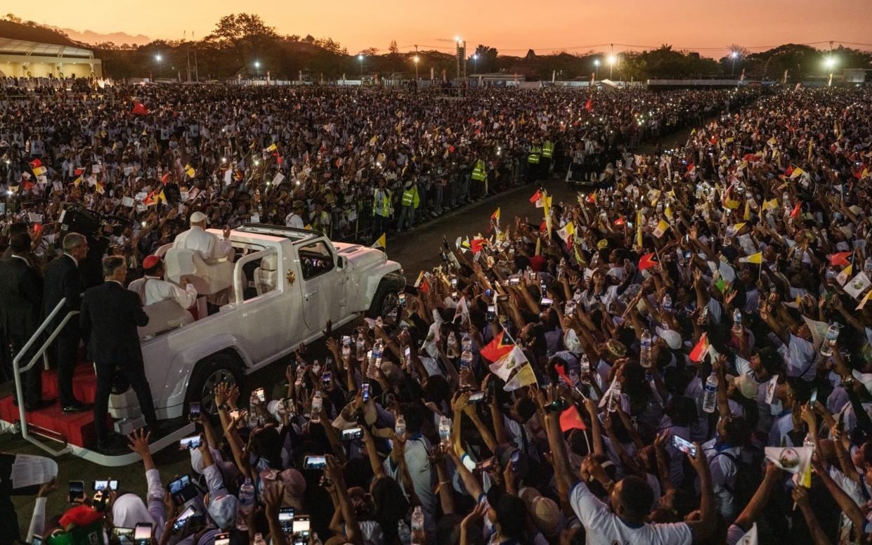 An estimated 600,000 people turned out to welcome Pope Francis