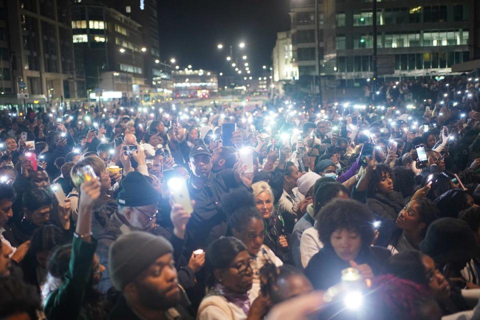 A vigil outside Croydon's Whitgift Centre for Elianne (PA)