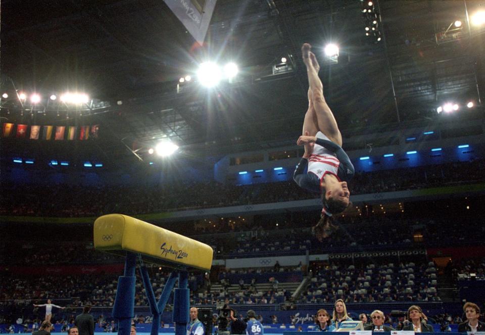 <p>True: that gymnast is high up in the air. Also true: that vault is low to the ground...<em>too</em> low. At the 2000 Olympics, Australian gymnast Alanna Slater speculated that the vault wasn't positioned at the right height, and when they measured it, she was right: It was two inches lower than it should've been, which is why it was messing with people's routines. Ultimately, five gymnasts were given the option to redo the event, but it definitely caused disruption and thew many off their game before the error was caught.</p>