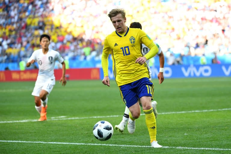 Emil Forsberg in action against South Korea in Sweden's opening World Cup game