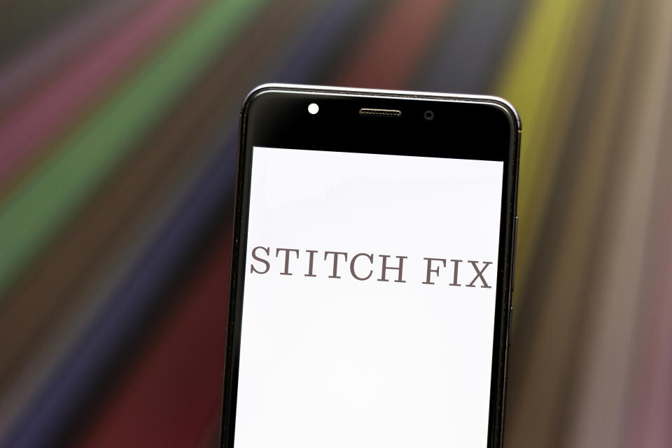 BRAZIL - 2019/07/17: In this photo illustration the Stitch Fix logo is seen displayed on a smartphone. (Photo Illustration by Rafael Henrique/SOPA Images/LightRocket via Getty Images)