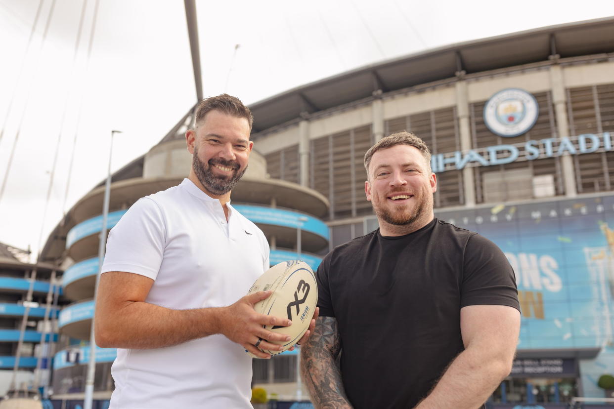 Pictured from left, Sarah's husband, Chris Bamber and The City Recruiter director Nick Ryan. (Fiona Finchett/SWNS)
