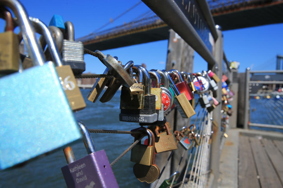 Love locks on the Brooklyn waterfront