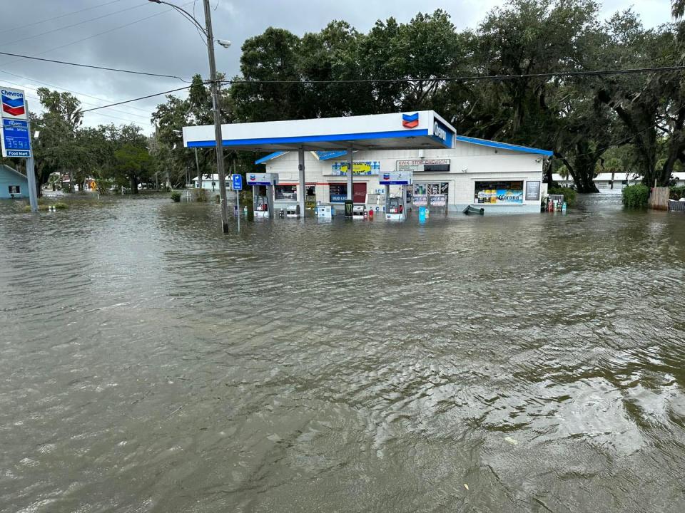 In an image provided by Joe Meek, Mayor of Crystal River, flooding is shown in Crystal River after Hurricane Idalia struck overnight on August 30, 2023.