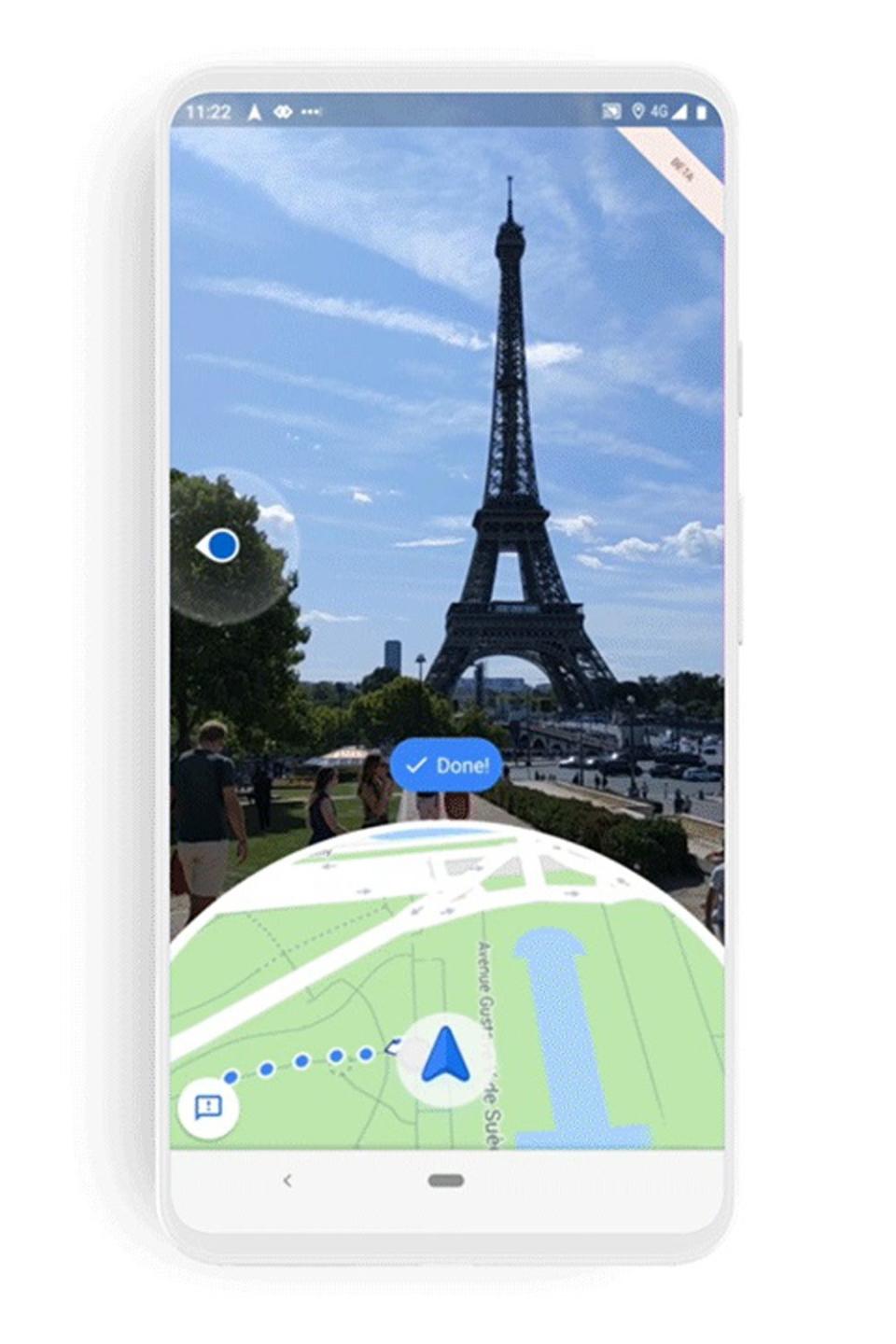 How the new Google Live View feature will look in Maps featuring AR directions (Google)