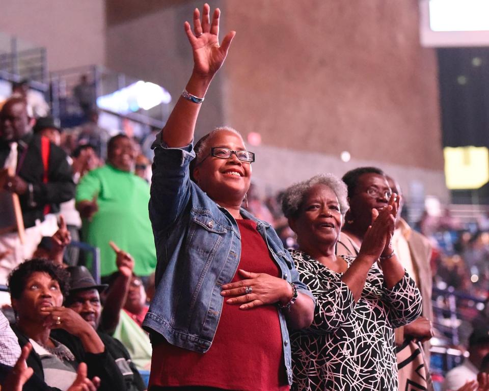 Concert goers enjoying the 2018 WIDU Radio Anniversary Celebration of Gospel on Friday October 12, 2018 at the Crown Coliseum in Fayetteville. The celebration is returning this year.