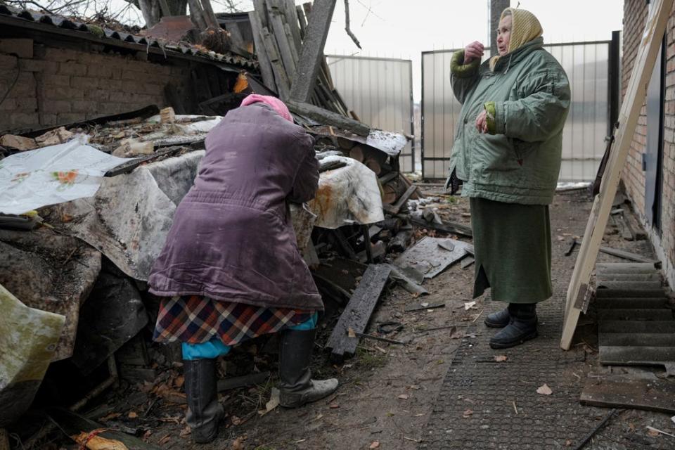 Widespread damage was caused to the city of Gorenka, just outside of Kyiv as violence inches closer to the capital city (AP)