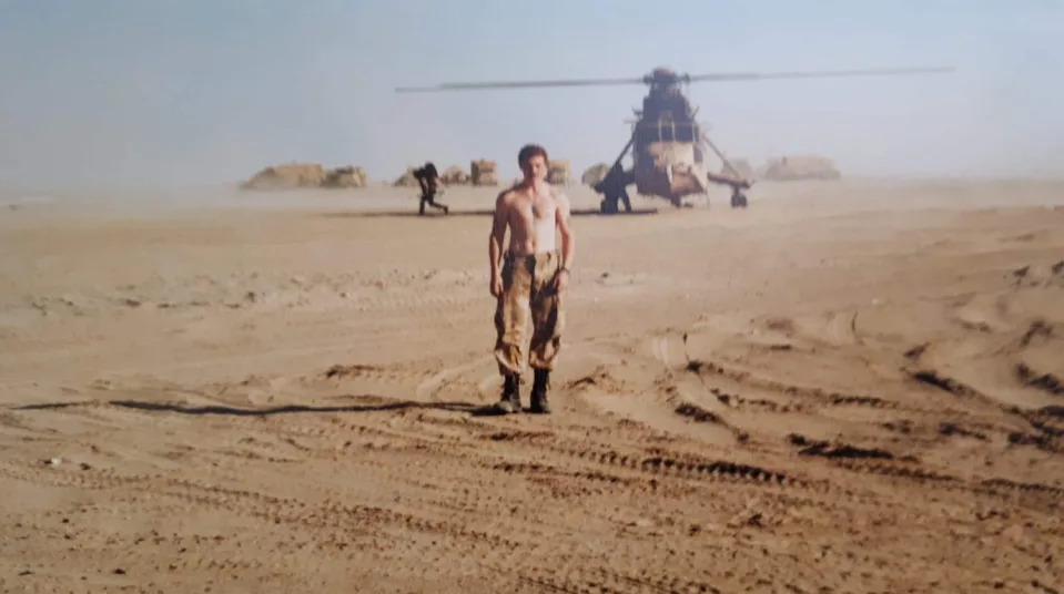 Andrew when serving in the first Gulf War as part of the Royal Signals. (SWNS)