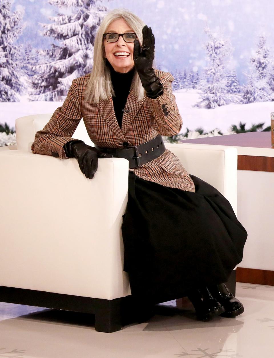 <p>Diane Keaton plays to the crowd as she helps host Ellen Degeneres spread holiday joy during <em>The Ellen Degeneres Show</em>'s 12 Days of Giveaways on Thursday's taping in Burbank, California.</p>