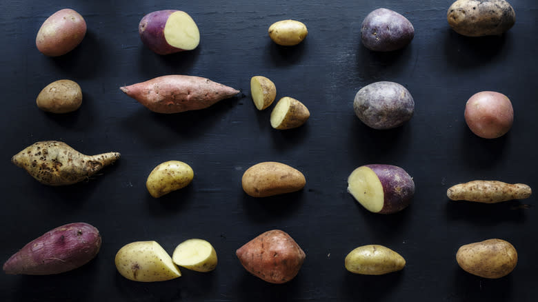 many potato varieties on table 