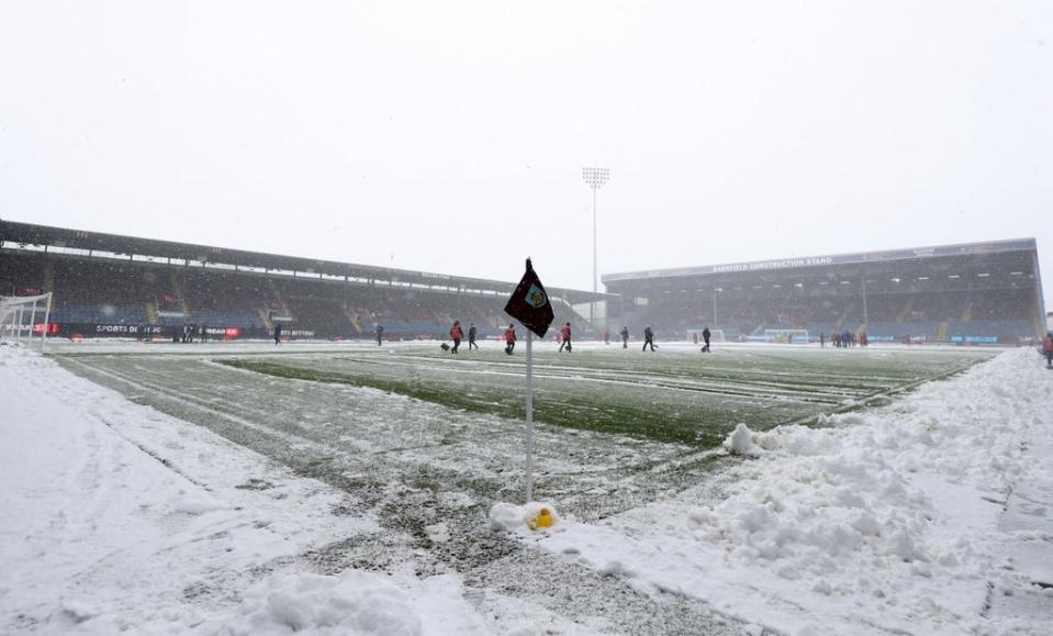 Despite the best efforts of ground staff at Turf Moor, Burnley’s game with Tottenham was called off (Bradley Collyer/PA) (PA Wire)