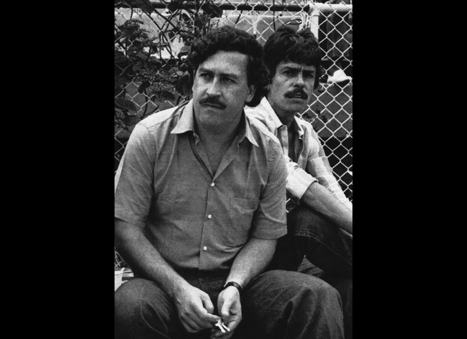 In this 1983 file photo, Medellin drug cartel boss Pablo Escobar watches a soccer game in Medellin, Colombia. The Colombian television station Caracol is making a series about the life of Escobar, titled "Escobar, el patrón del mal," or, "Escobar, the boss of bad." The series is based on the book "The Parable of Pablo," written 11 years ago by journalist Alonso Salazar, who was mayor of Medellin between 2008 and 2011. Caracol estimates the series will air before the end of May 2012. (AP Photo, File)