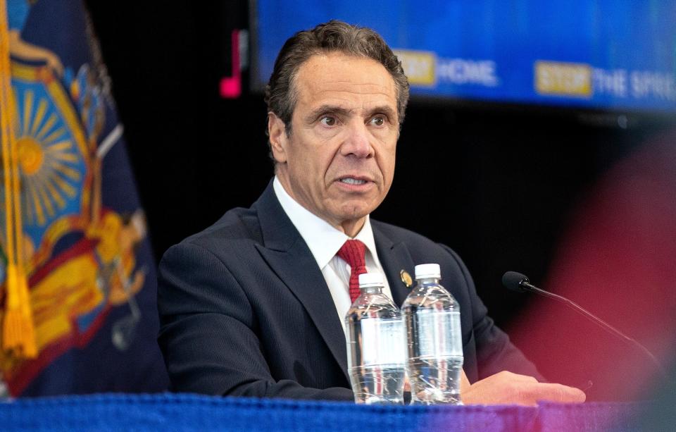 New York Gov. Andrew Cuomo holds his daily coronavirus press briefing Tuesday at SUNY Upstate Medical University in Syracuse, New York. (Photo: Stefani Reynolds via Getty Images)