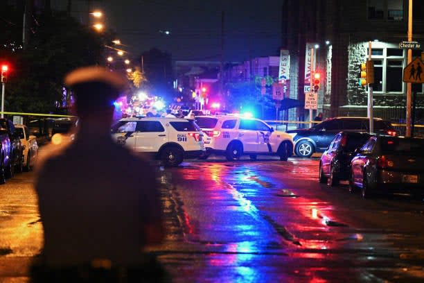 Police work the scene of a shooting on 3 July 2023 in Philadelphia, Pennsylvania (Getty Images)