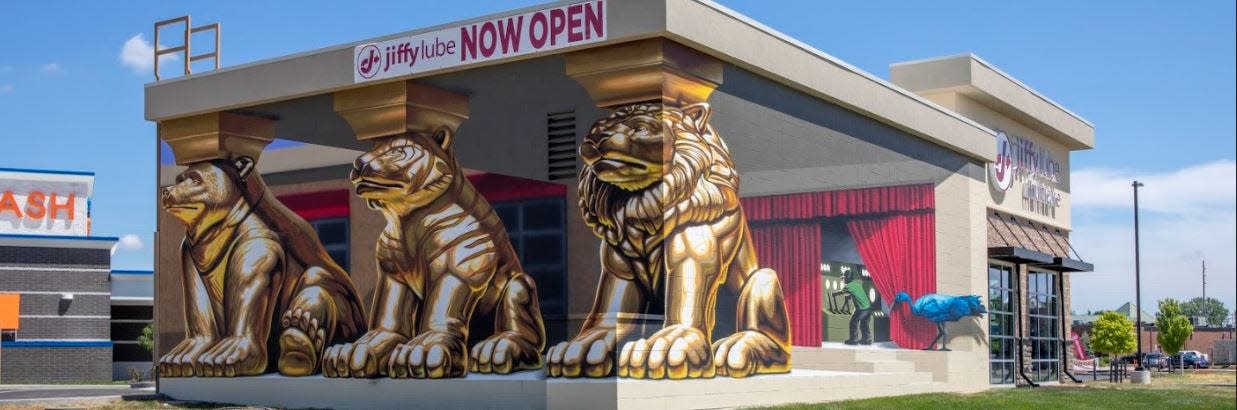 This Jiffy Lube in Fishers, Indiana, is among those with murals painted by local artists.
