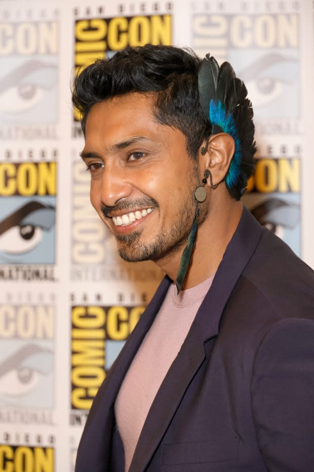 Tenoch Huerta, who stars as Namor in "Black Panther: Wakanda Forever" attends the Marvel Cinematic Universe Mega-Panel during 2022 San Diego Comic-Con on July 23, 2022, in San Diego, California.<p><a href="https://www.gettyimages.com/detail/1410562727" rel="nofollow noopener" target="_blank" data-ylk="slk:Frazer Harrison/Getty Images;elm:context_link;itc:0;sec:content-canvas" class="link ">Frazer Harrison/Getty Images</a></p>