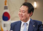 South Korean President Yoon Suk-yeol attends an interview with Reuters in Seoul