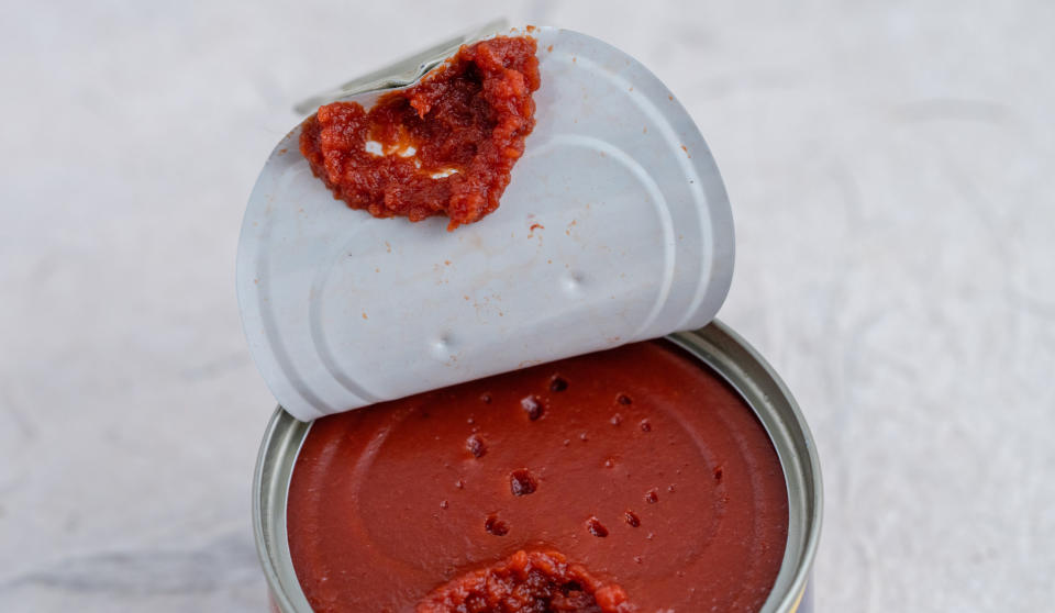 Pull open top tomato paste can