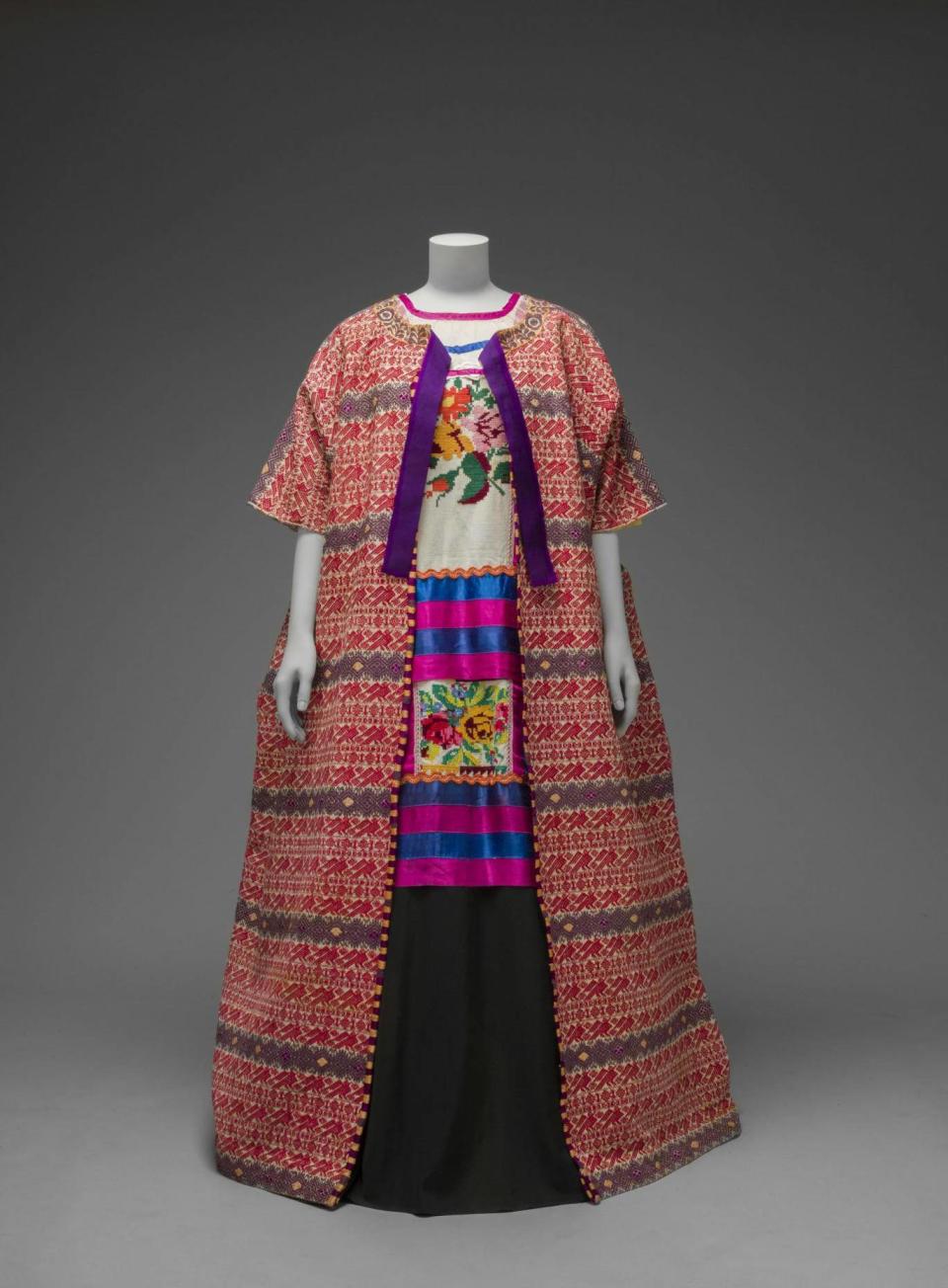 The show includes Kahlo’s clothing, such as this Guatemalan cotton coat worn with a Mazatec huipil top (Diego Rivera and Frida Kahlo Archives, Banco de México)