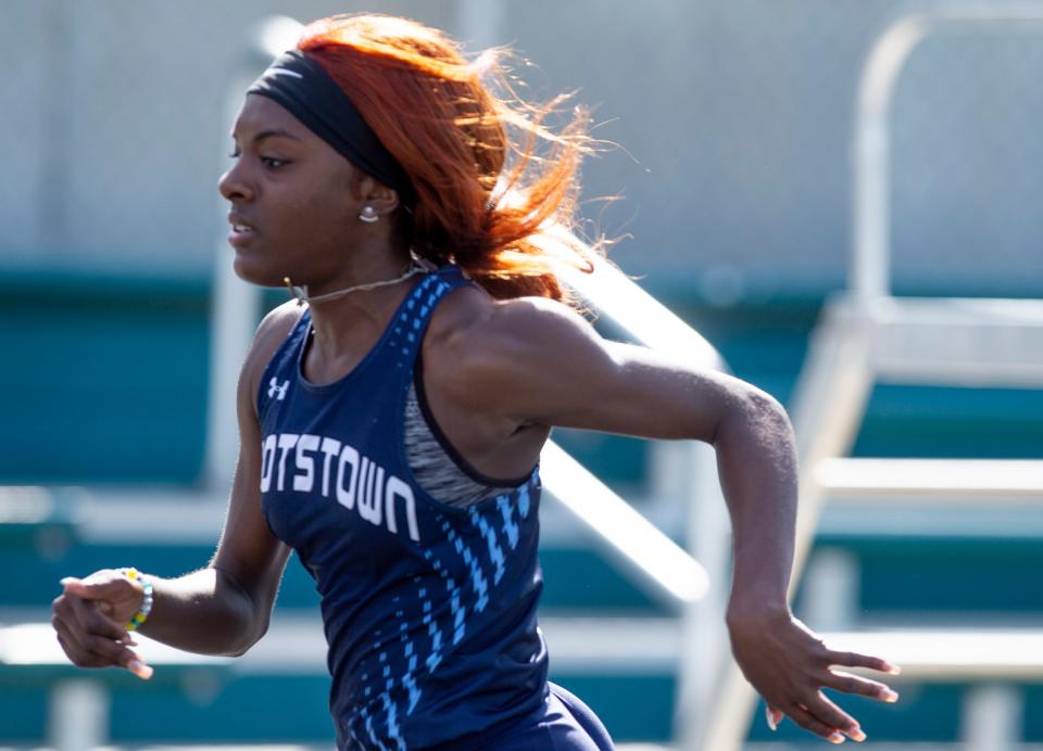 Rootstown senior Marinna Atanmo competes in the 100-meter dash at the 2022 Portage Trail Conference Championships.