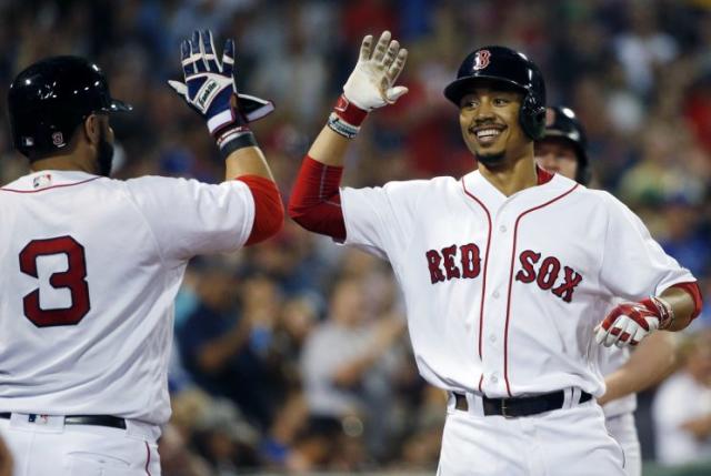 Boston Red Sox superstar Mookie Betts hits a 3-run home run - Gold