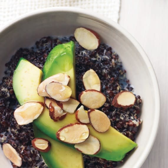 Add More Crunch A big bowl of health doesn’t have to be a big bowl of boring. Put a new spin on barley, quinoa, farro, or millet – each with its own irresistible set of toppings. Get the Black Quinoa with Avocado, Almonds, and Honey Recipe