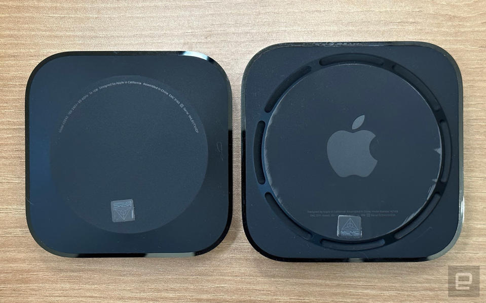 Apple TV 4K（2022）取消了散熱風扇，所以沒有開孔，減少髒物積聚。