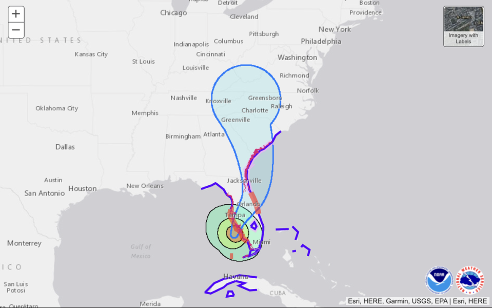 The graphic from the National Hurricane Center shows the potential path of Hurricane Ian.