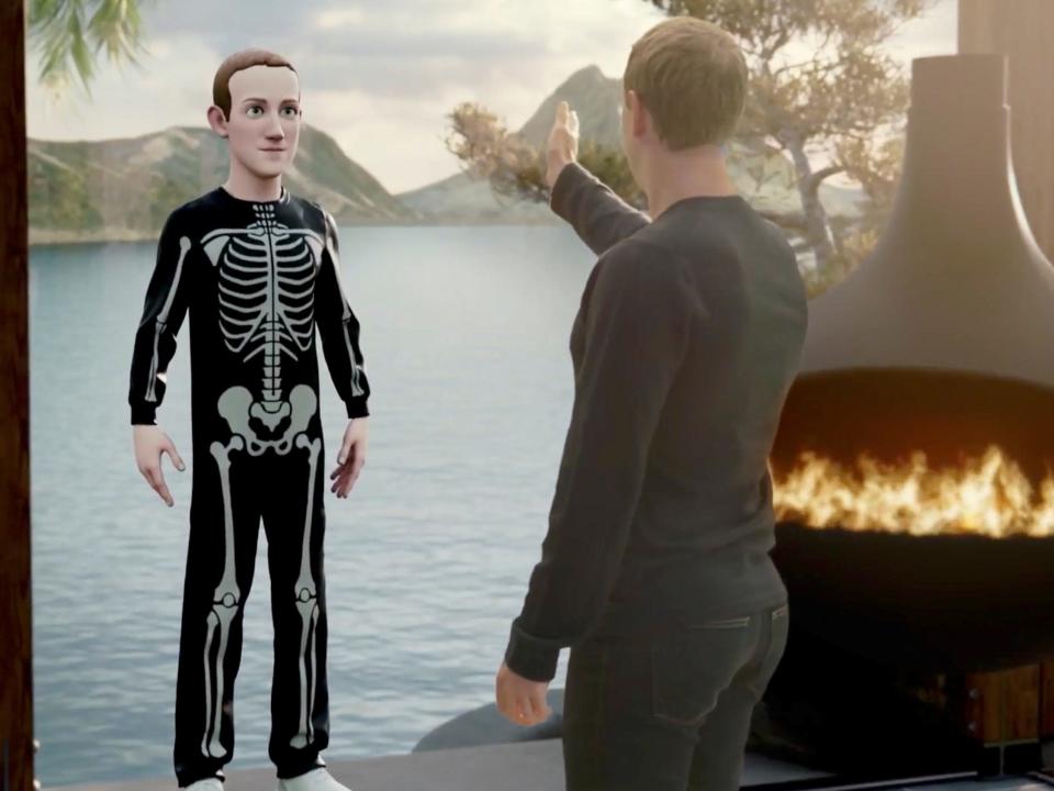 Facebook CEO Mark Zuckerberg shows off his vision for the metaverse during Facebook&#39;s Oculus Connect conference on October 28, 2021.