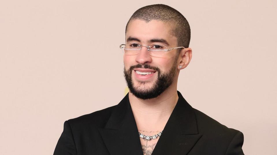 PHOTO: Bad Bunny poses in the press room during the 96th Academy Awards at Ovation Hollywood on March 10, 2024 in Hollywood. (Rodin Eckenroth/Getty Images, FILE)