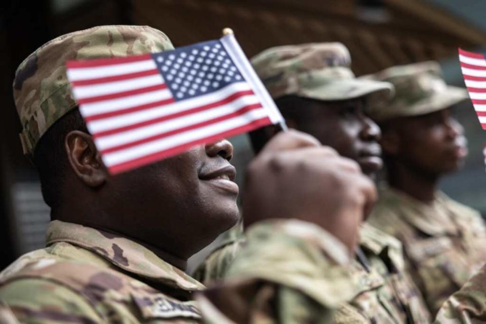 Black veteran American flag