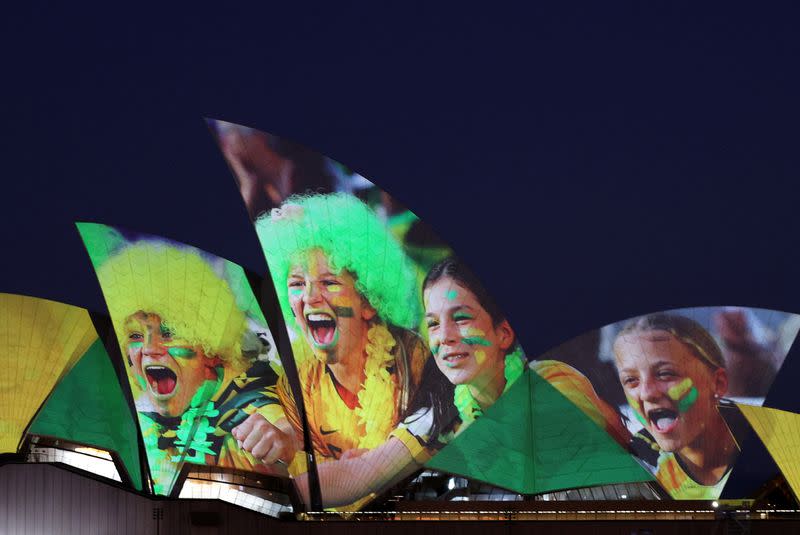 The Sydney Opera House lights up in celebration of Australia and New Zealand's joint bid to host the FIFA Women's World Cup 2023, in Sydney