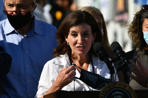 New York Gov. Kathy Hochul (D) is expected to sign state lawmakers' proposed congressional district boundaries into law. (Photo: MANDEL NGAN/Getty Images)