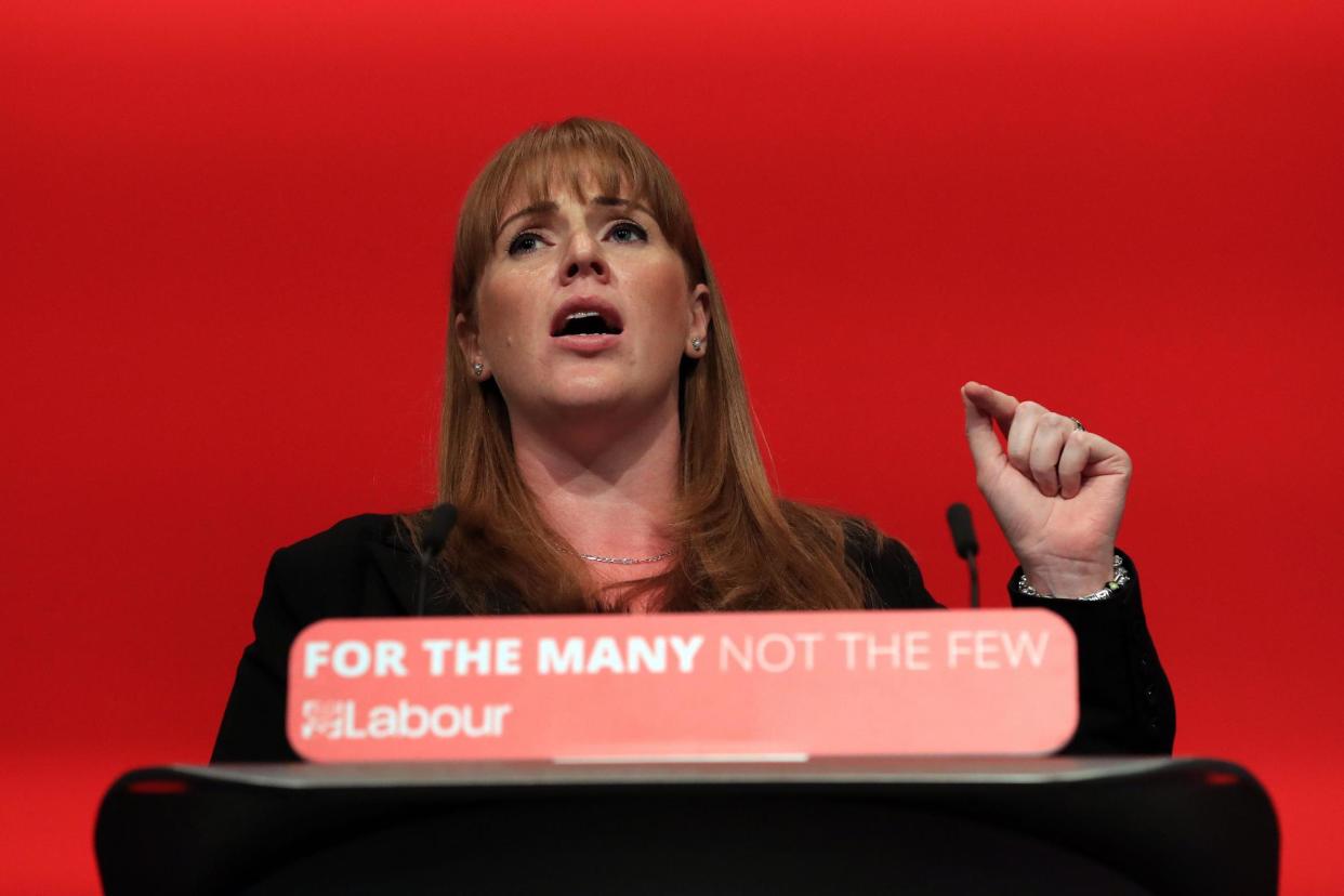 Angela Rayner, Shadow Education Secretary, addressing the Labour Party annual conference: PA