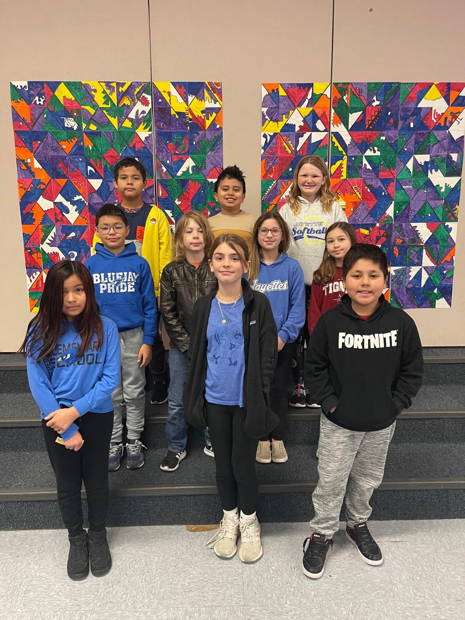 Fourth grade students include, front row, Maylin Ramirez, Lauren McDivitt, Andrew Colon. Middle row, Alex Sanchez, Axel Hegstrom, Sophia Carlson, Mili Ramirez. Back row, Alex Recinos, Abraham Rios, Charlie Rogers.