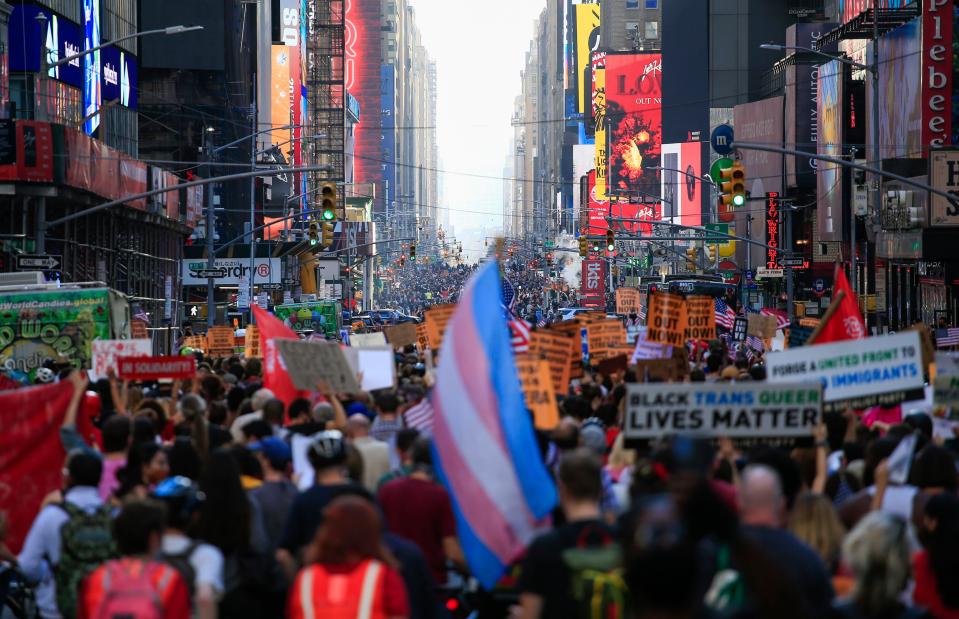 Así lucía la séptima avenida de Nueva York. (Photo by KENA BETANCUR/Afp/AFP via Getty Images)