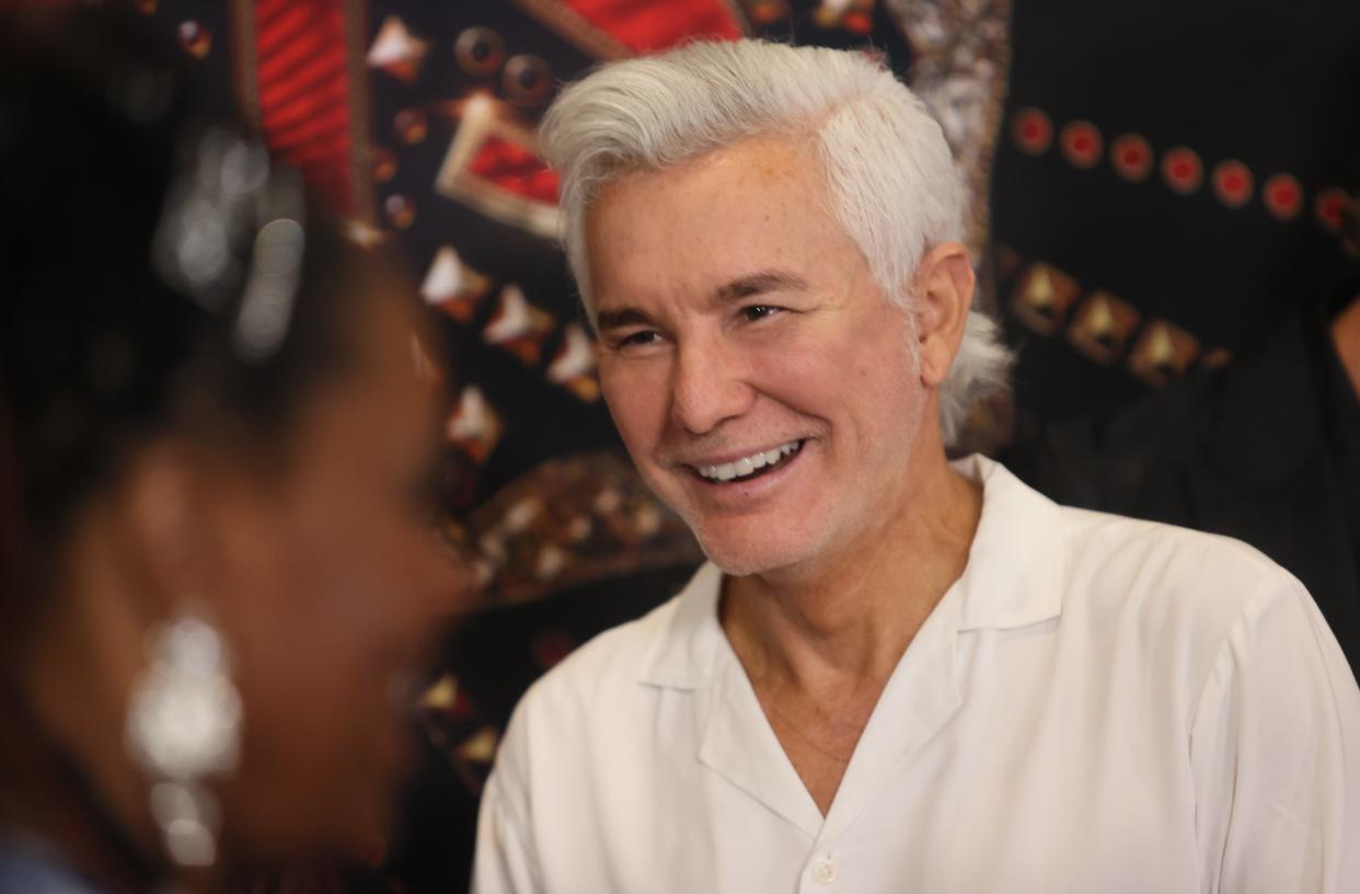 Director Baz Luhrmann greets the press during a red carpet event before the screening for the new biopic movie 'Elvis' at Graceland in Memphis, Tenn. on Saturday, June 11, 2022. 