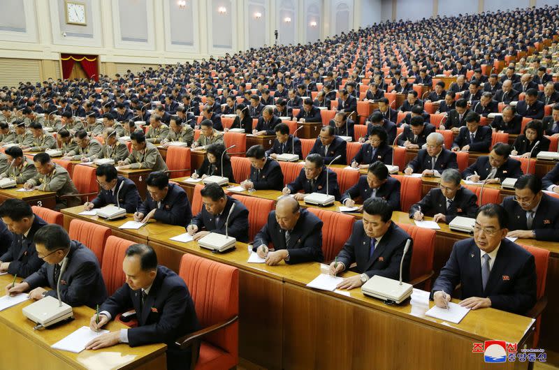 Attendees are seen during the 5th Plenary Meeting of the 7th Central Committee of the Workers' Party of Korea